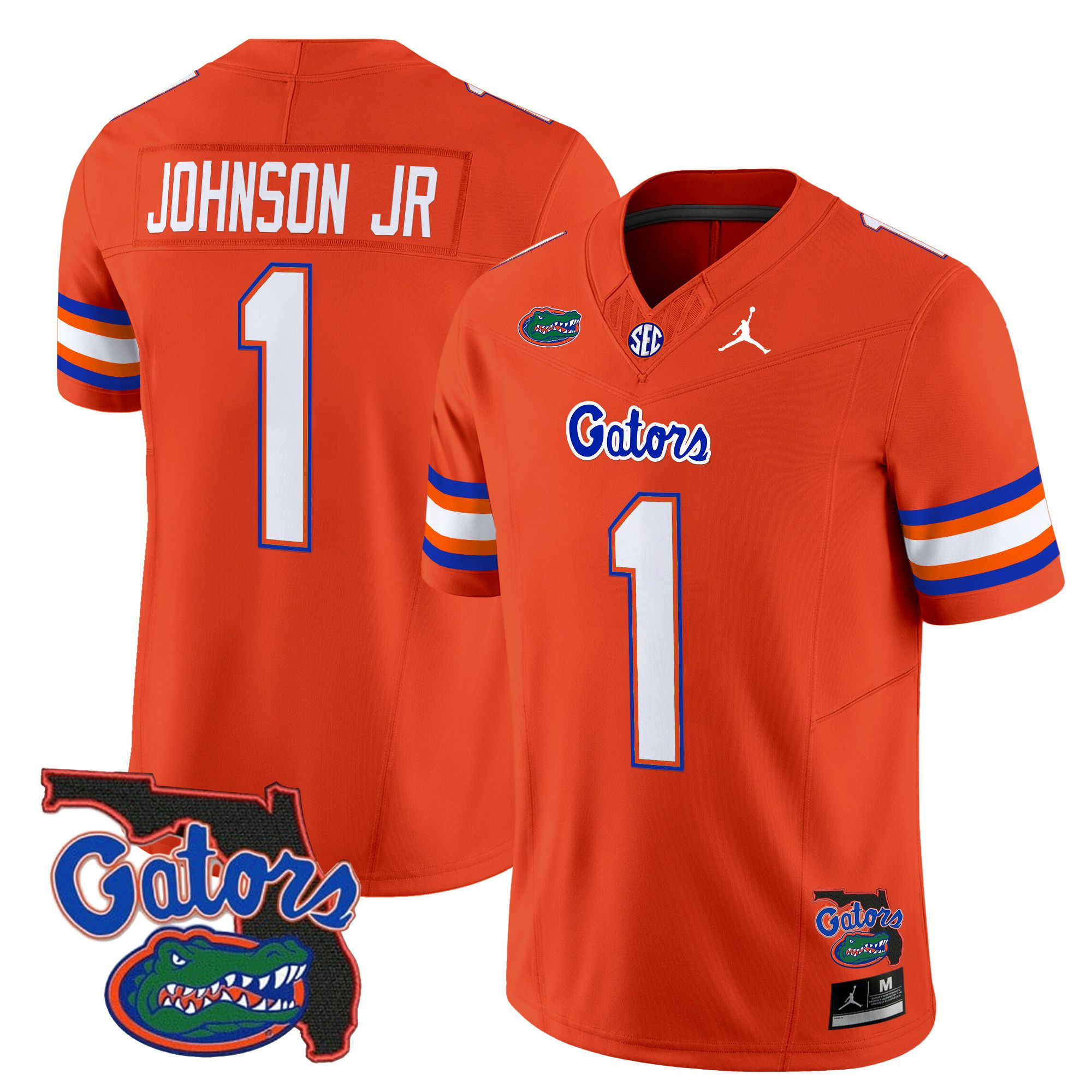Men Florida Gators #1 Johnson jr Orange 2024 Florida Patch Vapor Limited NCAA Jersey->ncaa teams->NCAA Jersey